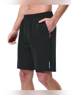 Men’s Running Shorts with Zipper Pockets & Reflective Stripes Sz 2XL‎